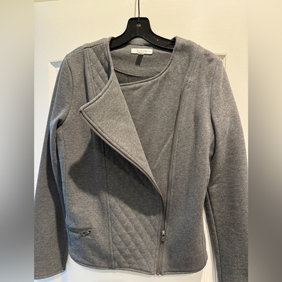 Charcoal grey Athleta Belvedere quilted moto jacket size L - Picture 2 of 5